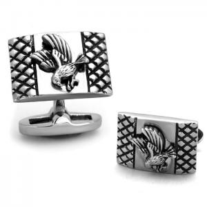 Tk1655 - high polished (no plating) stainless steel cufflink with no stone - alamode