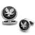 TK1658 - High polished (no plating) Stainless Steel Cufflink with Epoxy  in Jet - Alamode