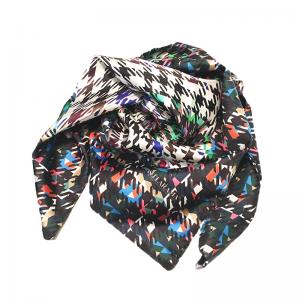 Rosellarama - Geo Pied de poule black 100% silk twill scarf