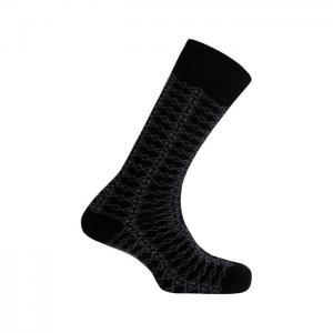 Short kashmirian wool socks - geometric border - punto blanco
