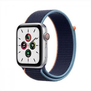 Apple Watch SE GPS+Cellular 40mm Silver Aluminum Case with Deep Navy Sport Loop - Apple