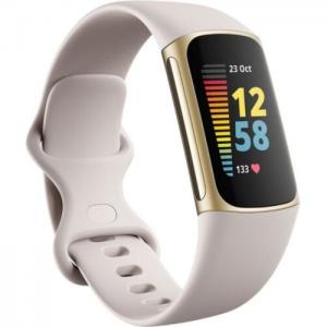 Fitbit fb421glwt charge 5 fitness tracker lunar white/soft gold stainless steel - fitbit