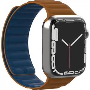 Baykron silicone magnetic strap for apple watch 42/44/45mm blue/brown - baykron