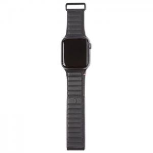 Decoded 38-40mm leather magnetic traction strap for apple watch black - decoded