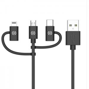 Celly 3 in 1 usb cable 1m black - celly
