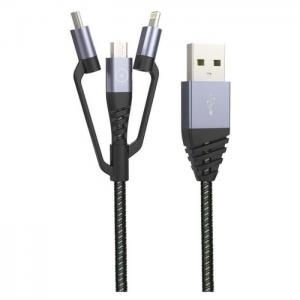 Muvit tiger 3 in 1 usb cable 1.2m gray - muvit