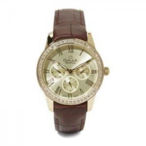 Omax pl10g15i women's multifunction leather watch - omax
