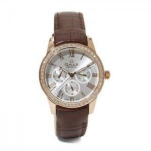 Omax pl10r65i women's multifunction leather watch - omax