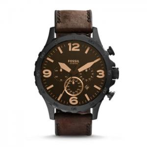 Fossil jr1487 nate chronograph brown leather watch - fossil