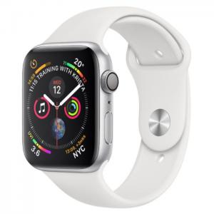 Apple apple watch series 4 gps 44mm silver aluminium case with white sport band - apple