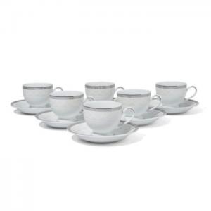 12pcs tea cup and saucer set white - horselane