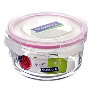Glasslock round lunch box clear 400ml - glasslock