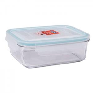 Glasslock rectangular food lunch box clear/blue 715ml - glasslock