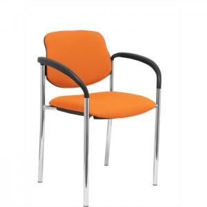 Fixed office chair villalgordo bali orange chrome frame with armrests