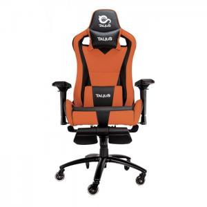 Talius caiman black/orange gaming chair, footrest, 4d, frog, metal base, 75mm wheels
