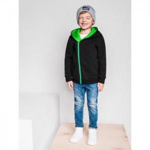 Boy's hoodie with zipper kb001 - black/green - ombre kids