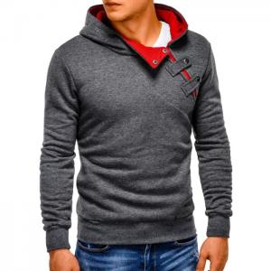 Men's hoodie paco - dark grey/red - ombre clothing