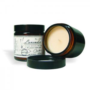 Exclusive interior amber glass soy wax candle with a cotton wick, 120ml/4.06 oz - lavender - Candle.lv