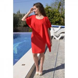 Red dress, wide silhouette, flap - odissea