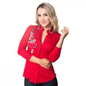 Long-sleeved shirt with manual decoration - odissea