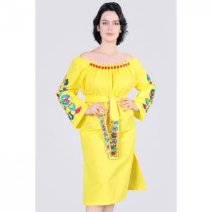 Embroidered dress "future tree", yellow - egostyle