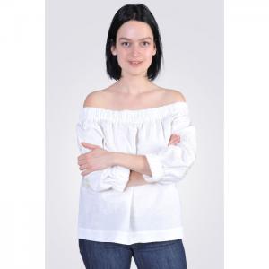 Linen tunic with embroidery, white - egostyle