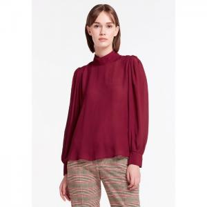 Burgundy blouse with a standing collar - must have