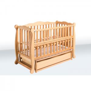 "natali" cot on bearing with dropside and drawer (600*1200)(beech) - tm goydalka