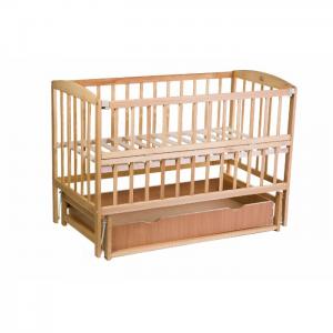 "valeri" cot on hinges, with dropside and drawer on bearing (600*1200)(beech) - tm goydalka