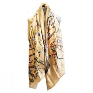 Scarf of semi calms with lining, shawl, Beige Japan - Julunggul