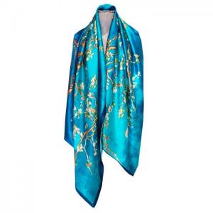 Scarf of semi calms with lining, shawl, Blue Japan - Julunggul