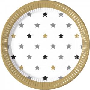 8 paper plates 23cm - estrellas - aniversario - we fiesta