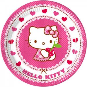8 paper plates 23cm - hello kitty hearts - we fiesta