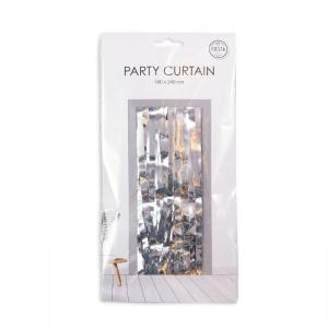 Party curtain 100x240cm - flame retardent - silver - we fiesta