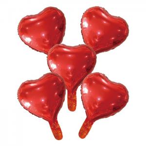 5 foilballoons heart, paper straw, 9" -red - we fiesta