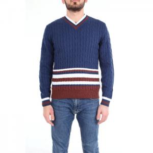 Heritage knitwear v-neck men blue