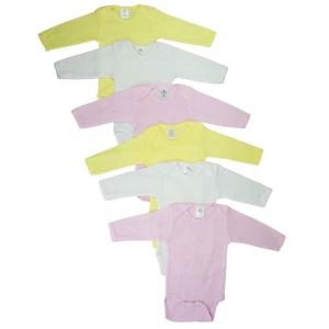 Bambini girls pastel long sleeve onezie 6 pack