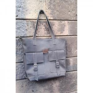 Grey tote bag - okok leather collection