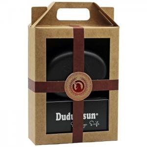Gift set unicorn soap box made of liquid wood, large, velvet black & dudu-osun classic - 150g - unicorn