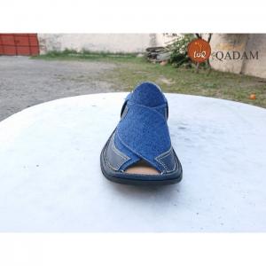 Blue Urban Stag (Round-Shape) Charsadda / Peshawari Chappal hand stitched made with genuine leather - Libas Ul Qadam