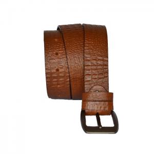 Crocodile style leather belt - brown - dab