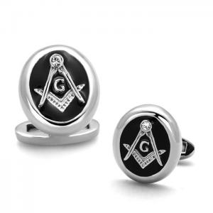 Tk1652 - high polished (no plating) stainless steel cufflink with top grade crystal  in clear - alamode