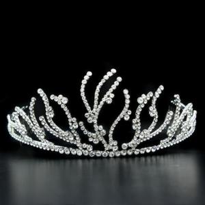 Lo2117 - imitation rhodium brass tiaras & hair clip with top grade crystal  in clear - alamode