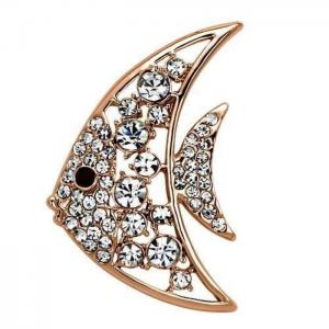 Lo2787 - flash rose gold white metal brooches with top grade crystal  in clear - alamode