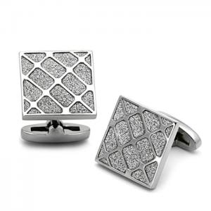 Tk1252 - high polished (no plating) stainless steel cufflink with no stone - alamode