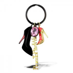 Tk2913 - ip gold+ ip black (ion plating) stainless steel key ring with aaa grade cz  in rose - alamode