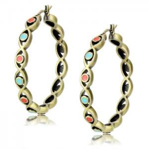 Lo4679 - antique silver brass earrings with epoxy  in multi color - alamode