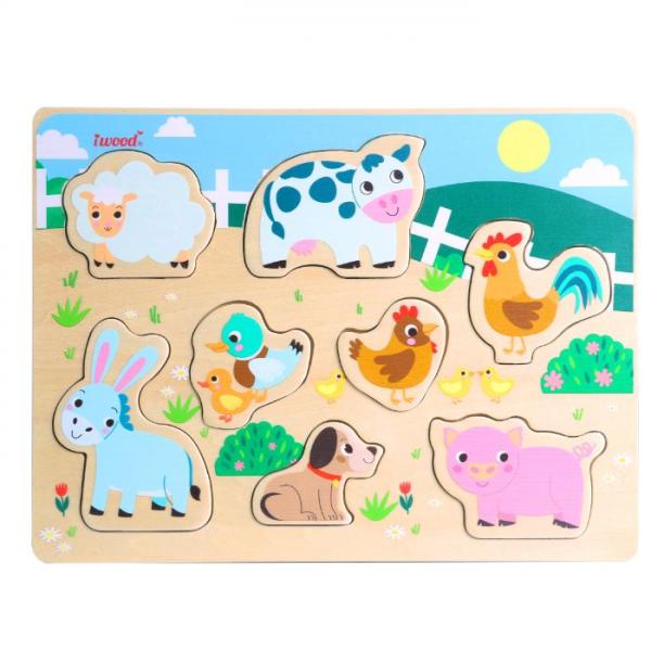 PUZZLE WOOD FARM ANIMALS: ANIMALS RECOGNITION 8 PIECES - JUGUETES Y  PELUCHES NEO